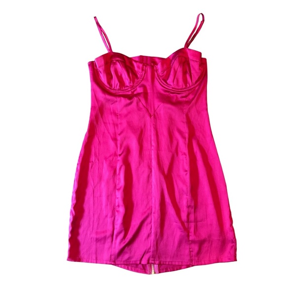 For Love & Lemons Isabella Bustier Mini Dress Red Satin Size Large (runs small) - Picture 2 of 11